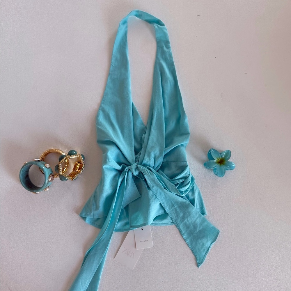Zara turquesa halter top